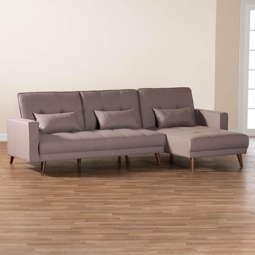 Claire Contemporary Clay Fabric Upholstered Convertible Sleeper Sofa. Picture 16