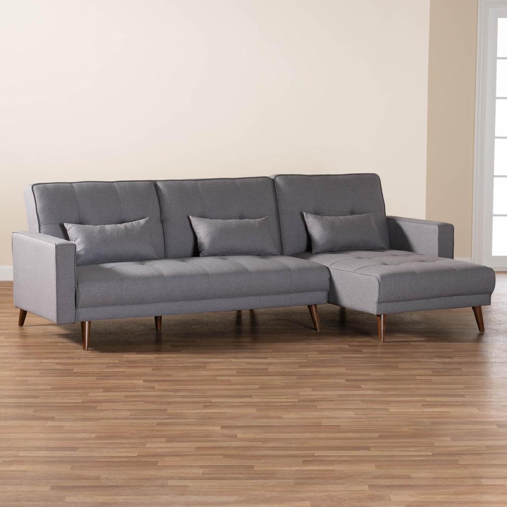 Claire Contemporary Slate Fabric Upholstered Convertible Sleeper Sofa. Picture 16