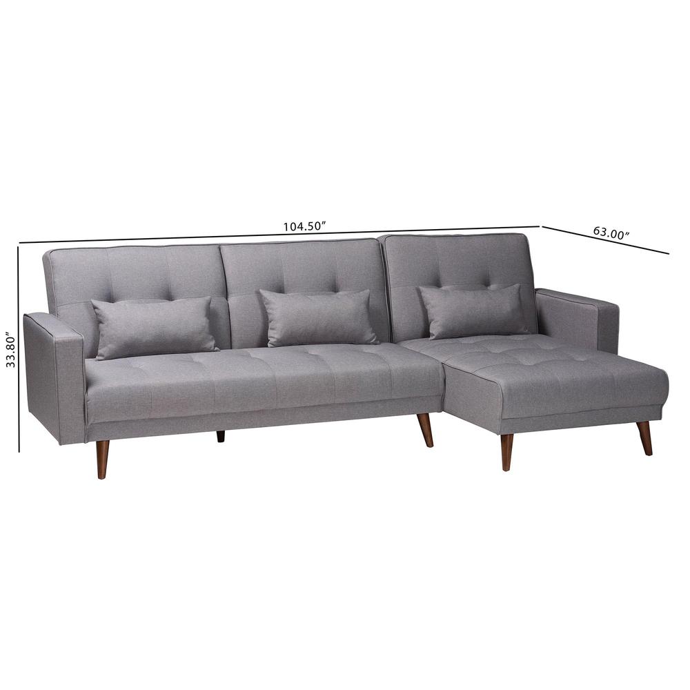 Claire Contemporary Slate Fabric Upholstered Convertible Sleeper Sofa. Picture 17