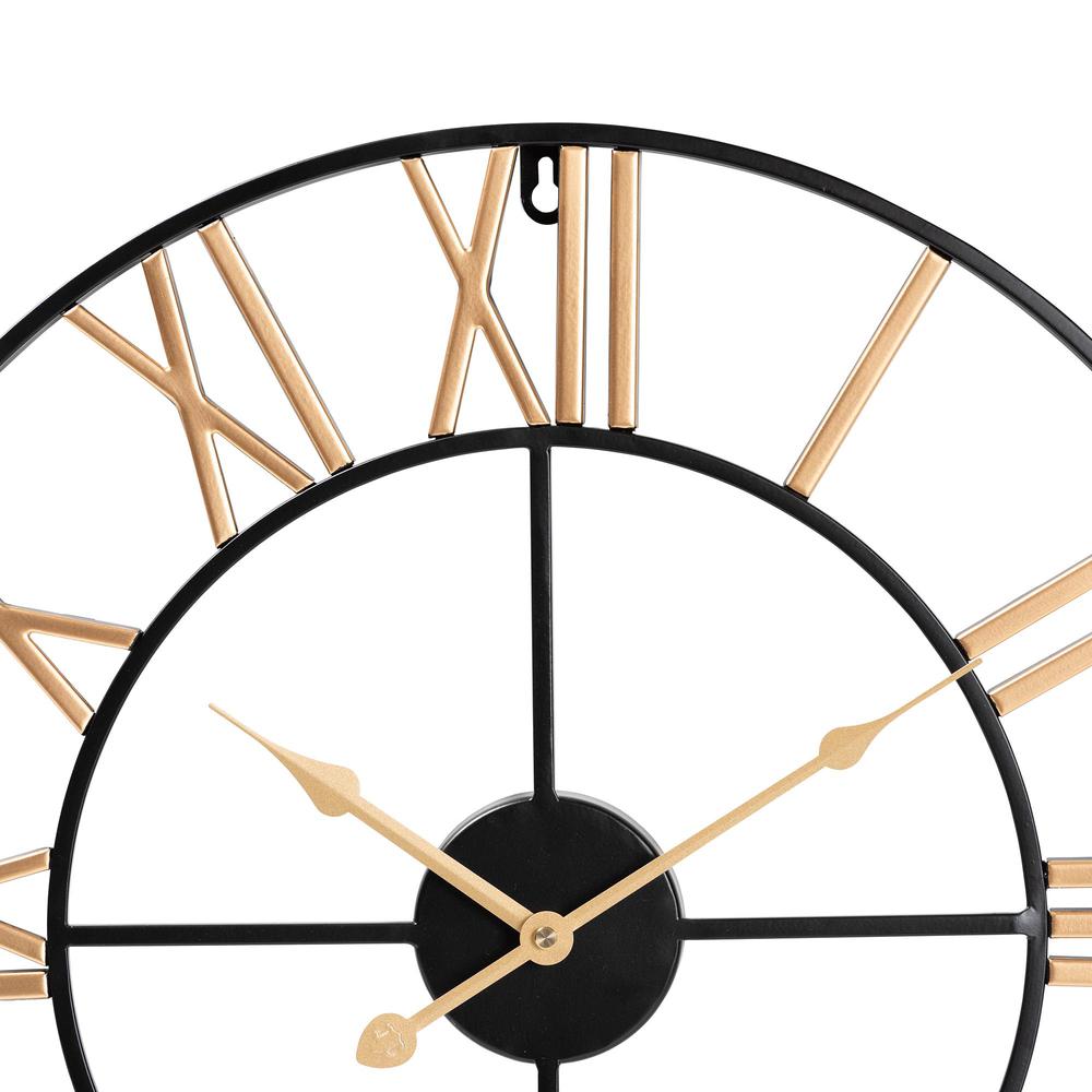 Baxton Studio Auden Modern Industrial Two-Tone Black and Gold Metal Wall Clock. Picture 6