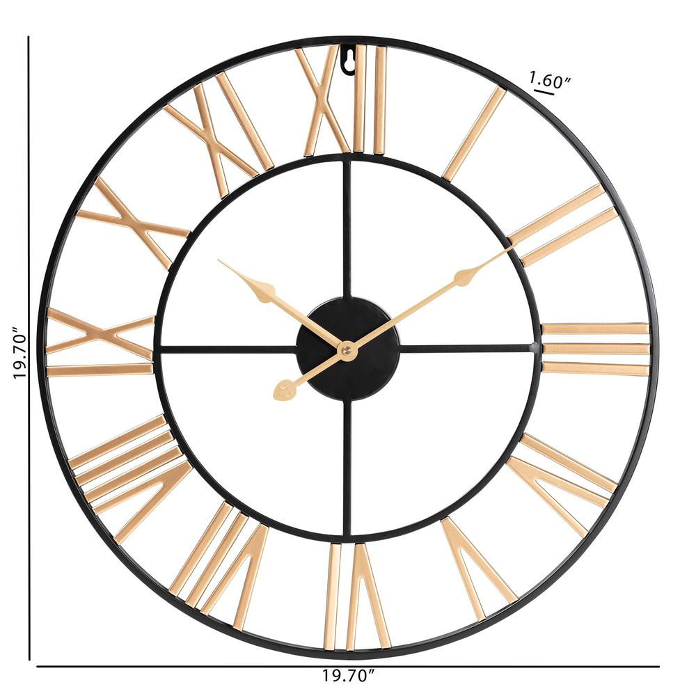 Baxton Studio Auden Modern Industrial Two-Tone Black and Gold Metal Wall Clock. Picture 8