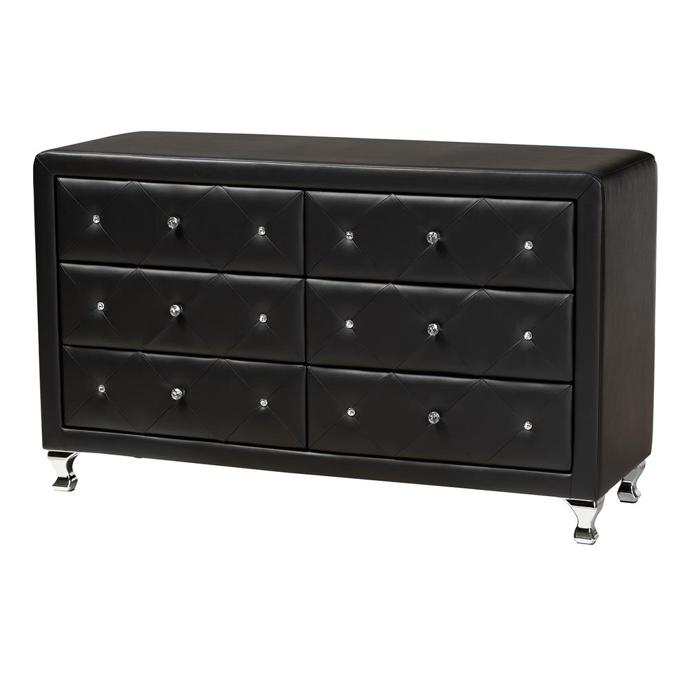Luminescence Black Faux Leather Upholstered Dresser. Picture 10