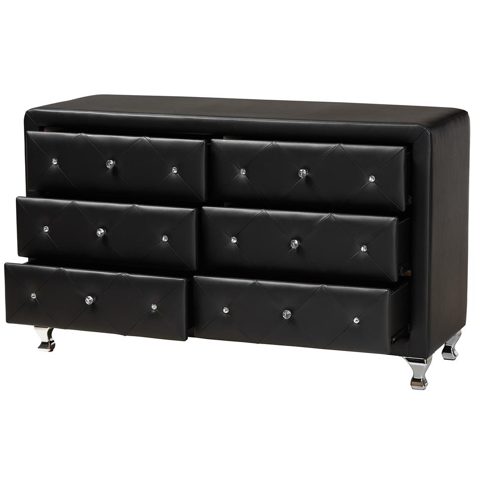 Luminescence Black Faux Leather Upholstered Dresser. Picture 11