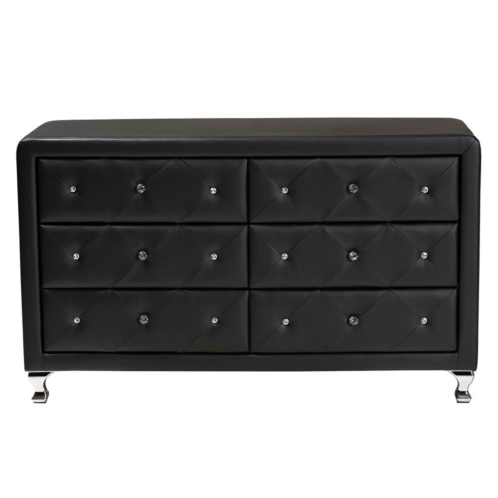 Luminescence Black Faux Leather Upholstered Dresser. Picture 12