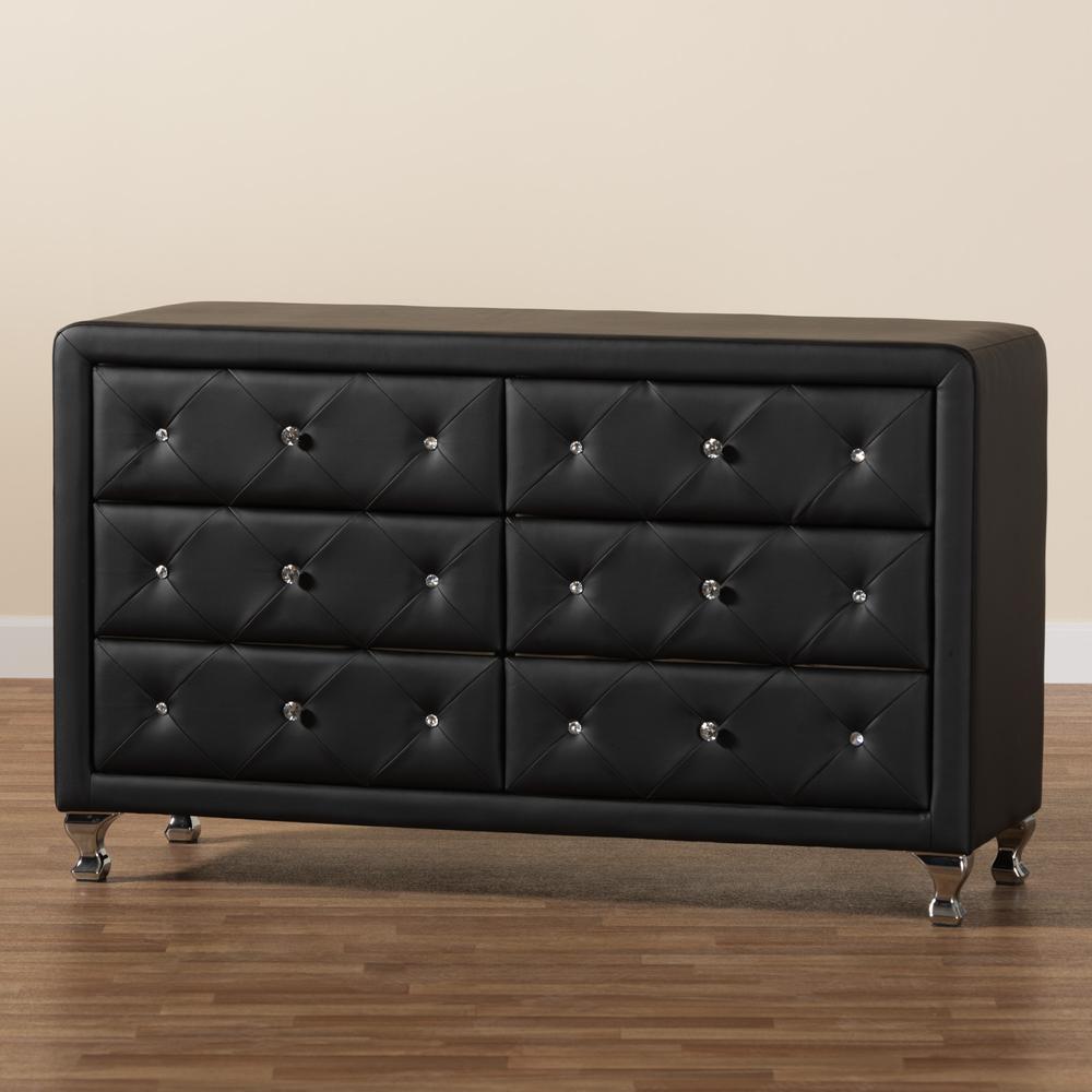 Luminescence Black Faux Leather Upholstered Dresser. Picture 17