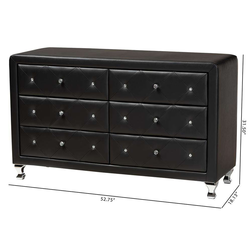 Luminescence Black Faux Leather Upholstered Dresser. Picture 18