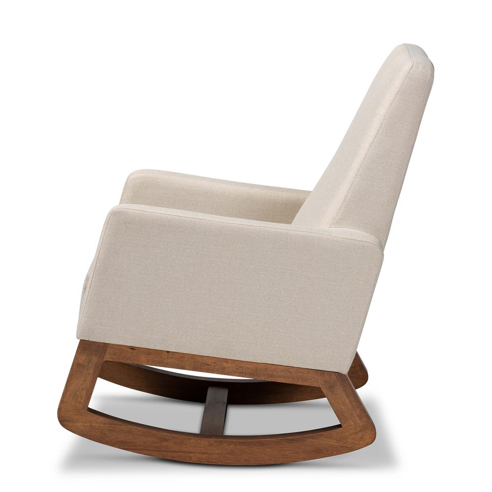 Yashiya Mid-century Retro Modern Light Beige Fabric Upholstered Rocking Chair. Picture 11