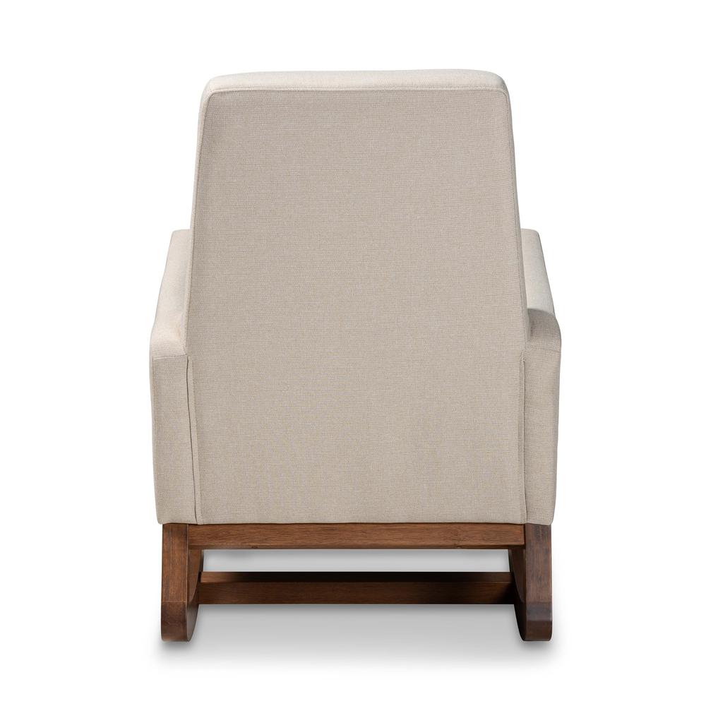 Yashiya Mid-century Retro Modern Light Beige Fabric Upholstered Rocking Chair. Picture 12