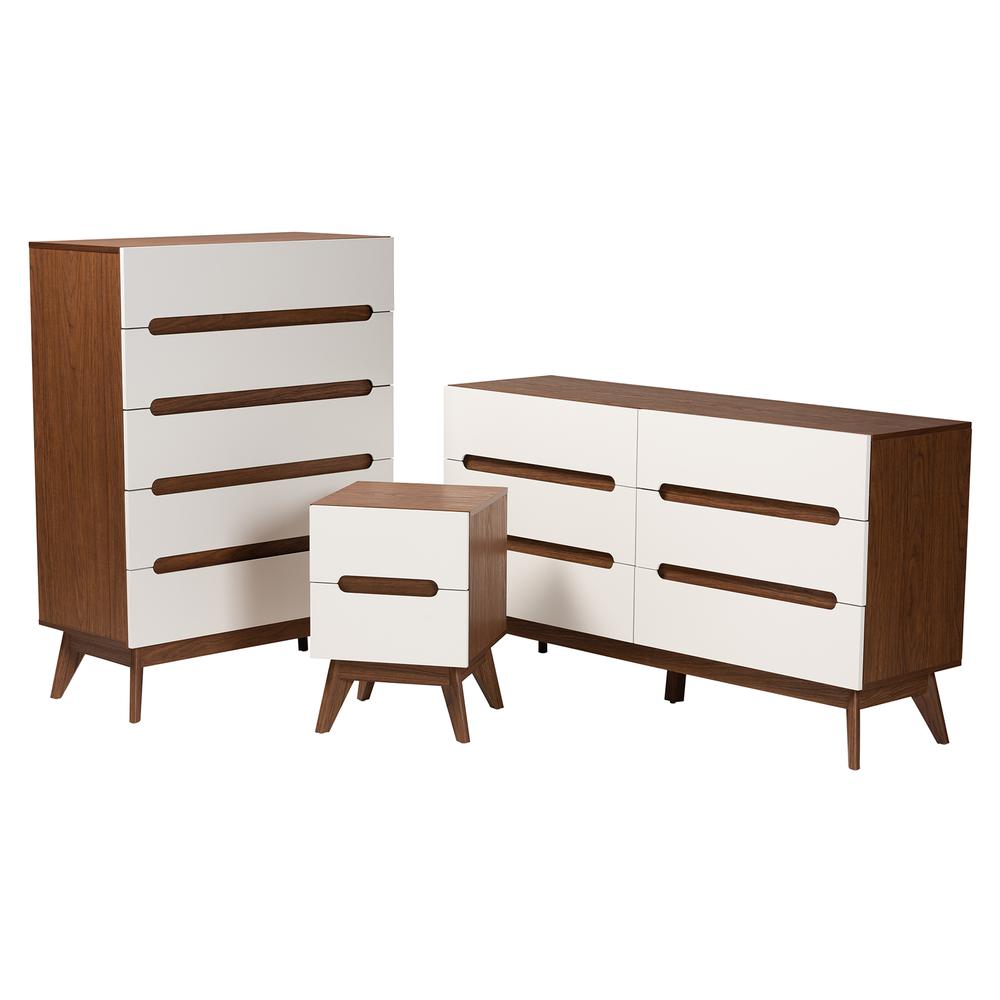 Two-Tone White and Walnut Brown Finished Wood 3-Piece Storage Set. Picture 11