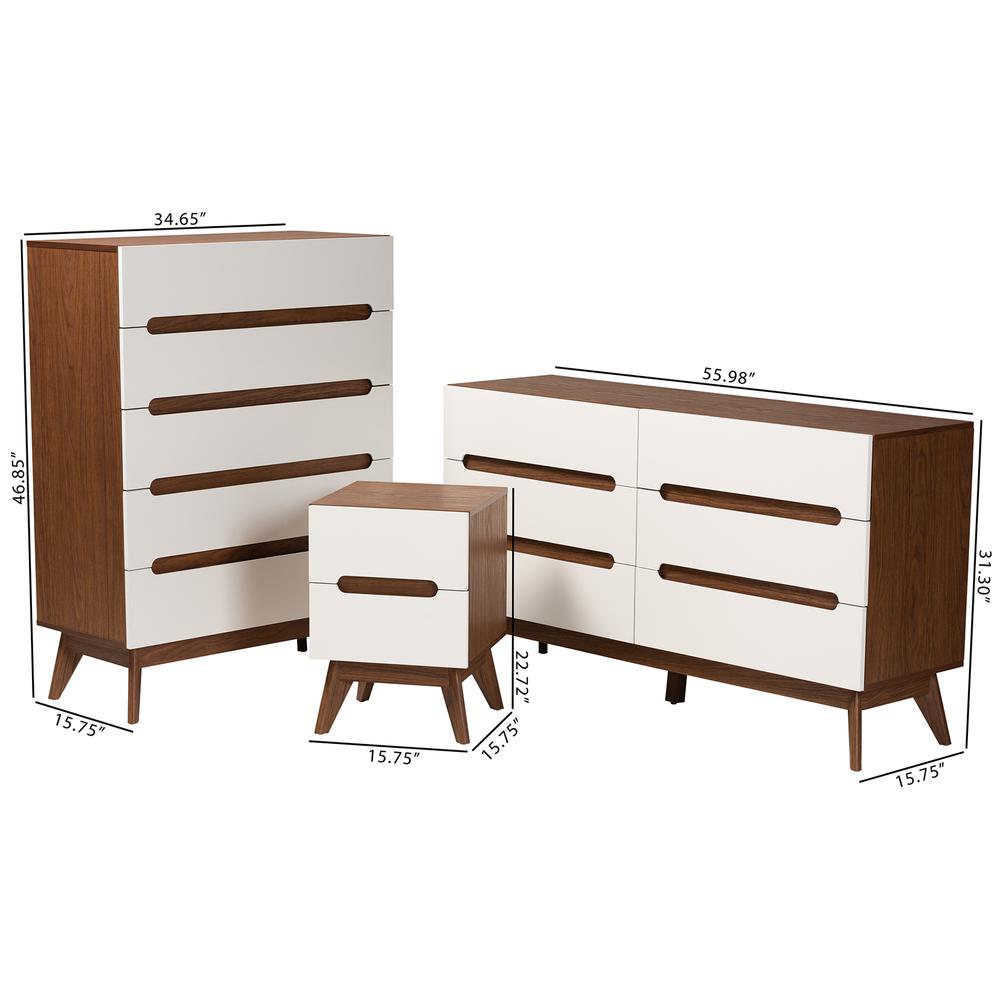 Two-Tone White and Walnut Brown Finished Wood 3-Piece Storage Set. Picture 20