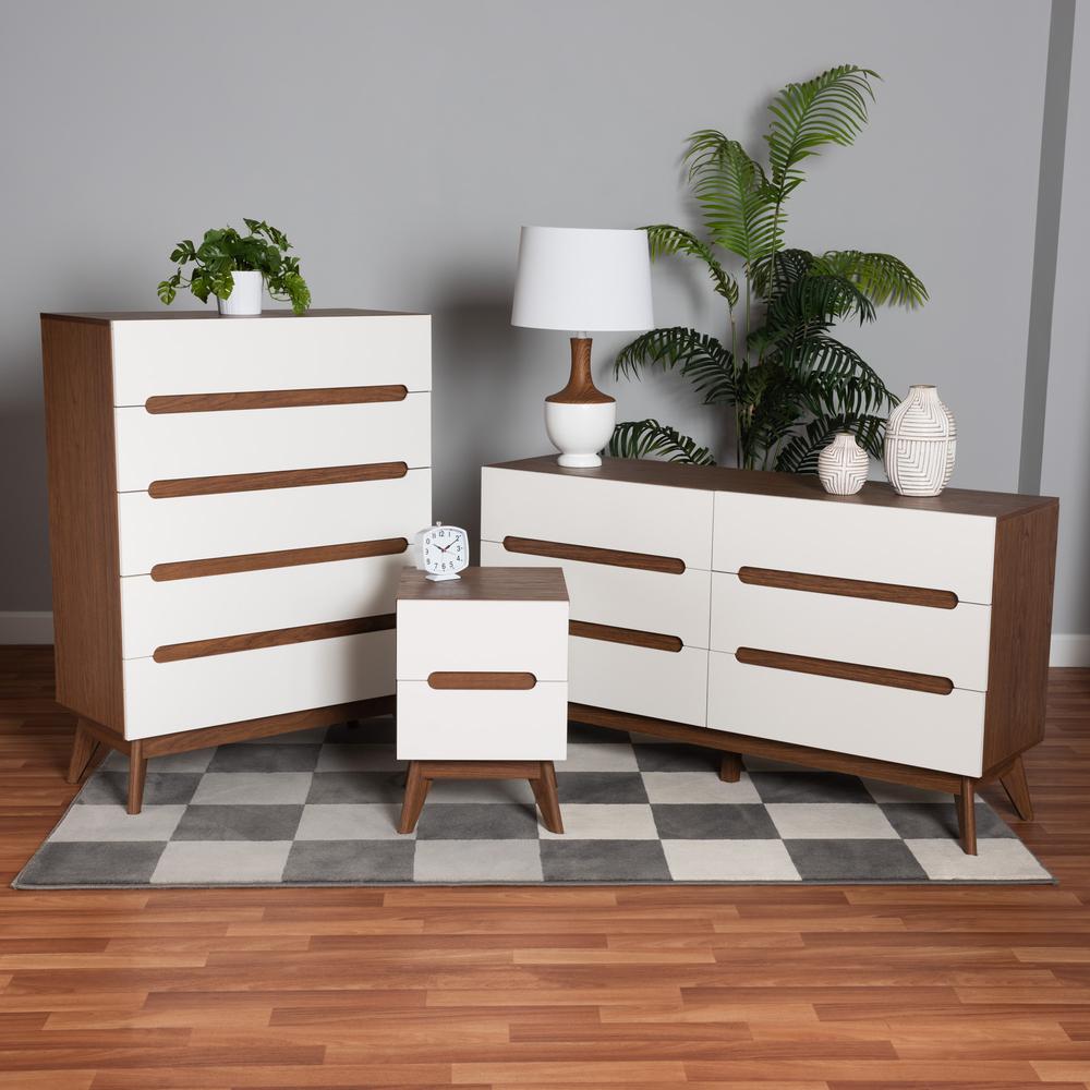Two-Tone White and Walnut Brown Finished Wood 3-Piece Storage Set. Picture 18