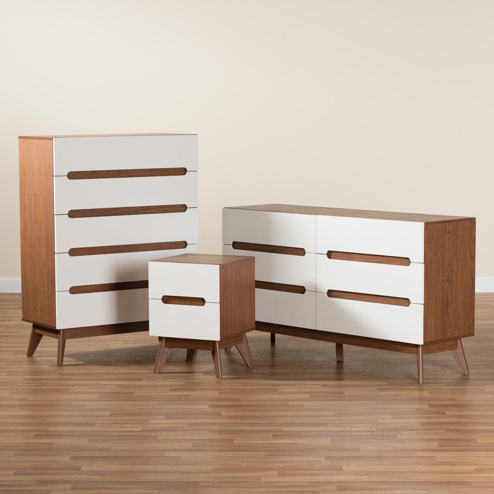 Two-Tone White and Walnut Brown Finished Wood 3-Piece Storage Set. Picture 19
