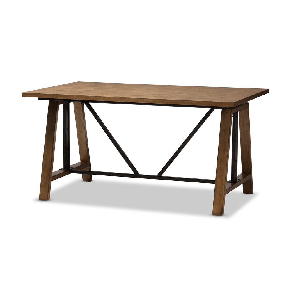 Nico Rustic Industrial Metal and Distressed Wood Adjustable Height Work Table. Picture 13