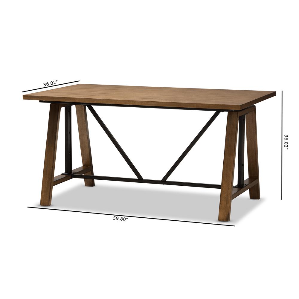Nico Rustic Industrial Metal and Distressed Wood Adjustable Height Work Table. Picture 24