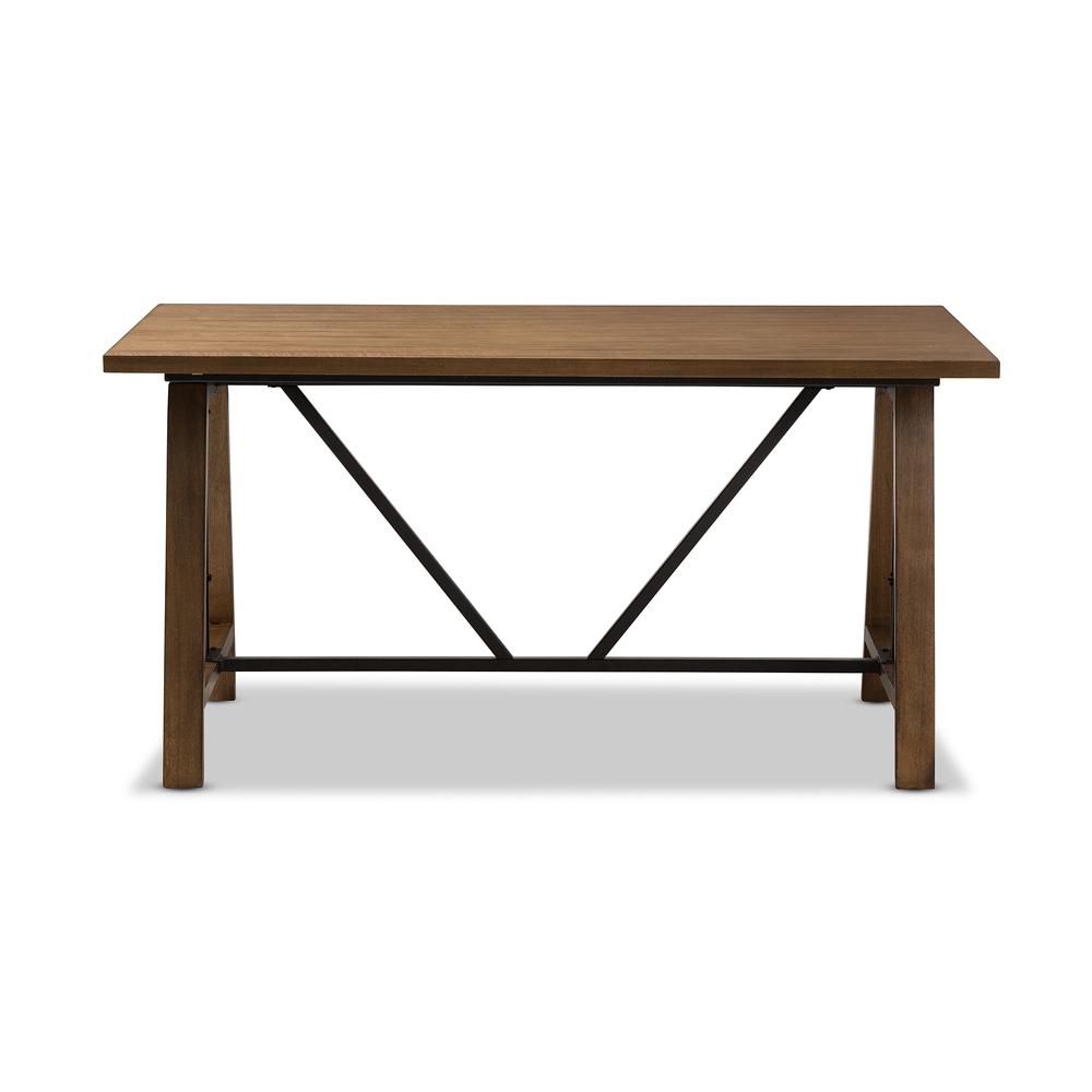 Nico Rustic Industrial Metal and Distressed Wood Adjustable Height Work Table. Picture 14