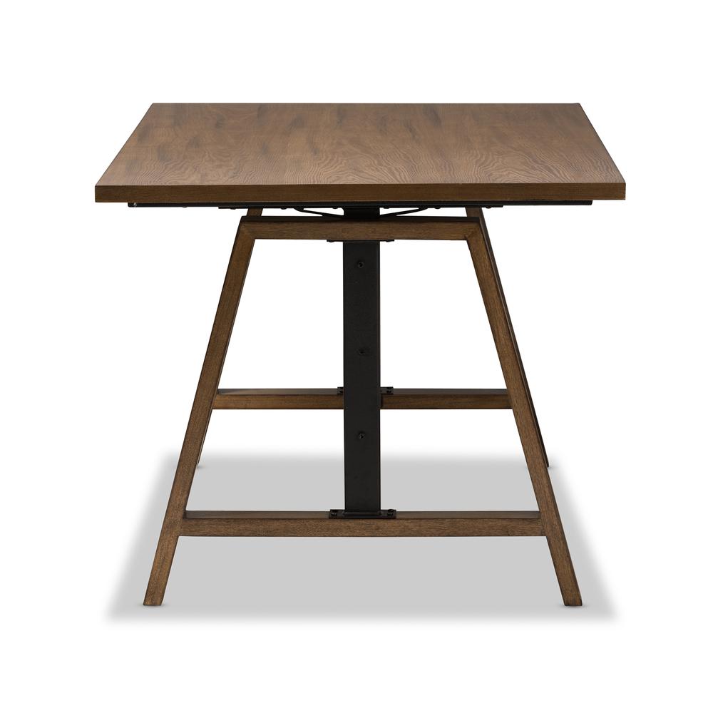 Nico Rustic Industrial Metal and Distressed Wood Adjustable Height Work Table. Picture 15
