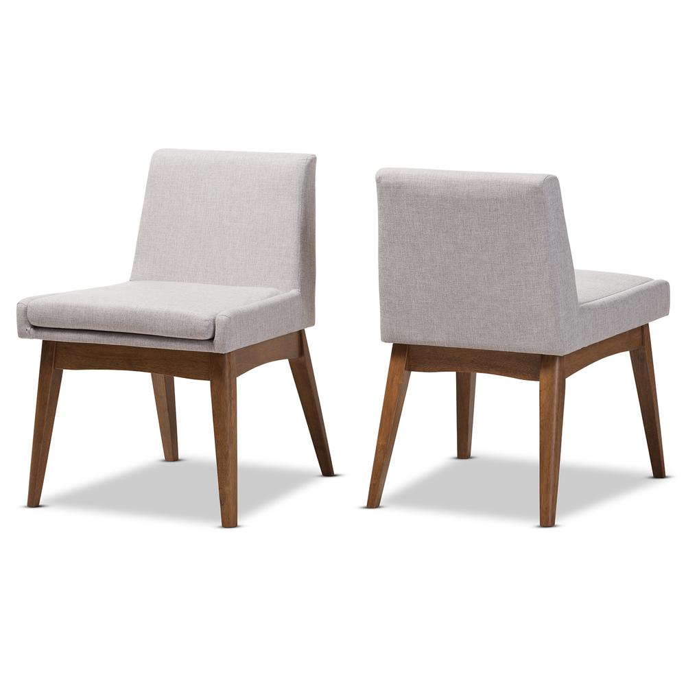 Walnut Wood Finishing Greyish Beige Fabric Dining Side Chair (Set of 2). Picture 8