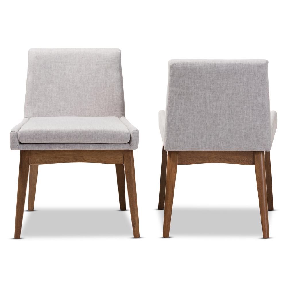 Walnut Wood Finishing Greyish Beige Fabric Dining Side Chair (Set of 2). Picture 9