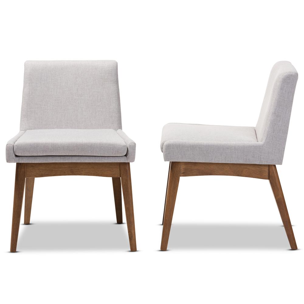 Walnut Wood Finishing Greyish Beige Fabric Dining Side Chair (Set of 2). Picture 10