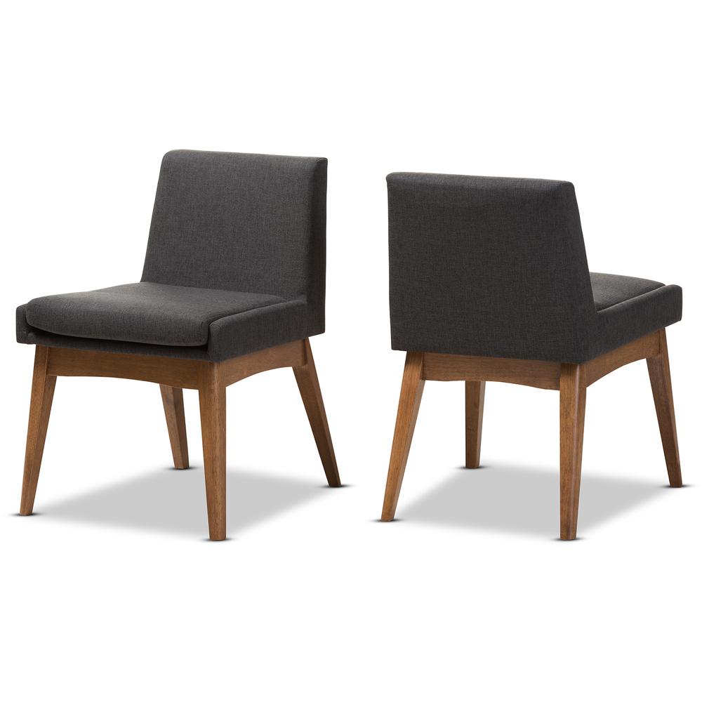 Walnut Wood Finishing Dark Fabric Dining Side Chair (Set of 2). Picture 8