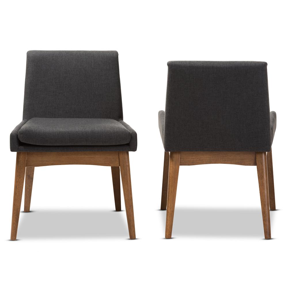 Walnut Wood Finishing Dark Fabric Dining Side Chair (Set of 2). Picture 9