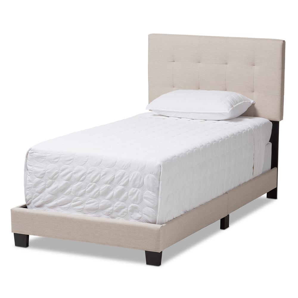 Baxton Studio Brookfield Modern and Contemporary Beige Fabric Twin Size Bed. Picture 9