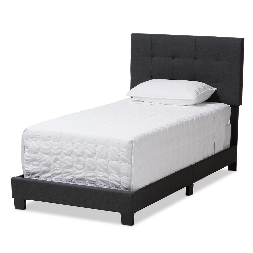 Brookfield Modern and Contemporary Charcoal Grey Fabric Twin Size Bed. Picture 9