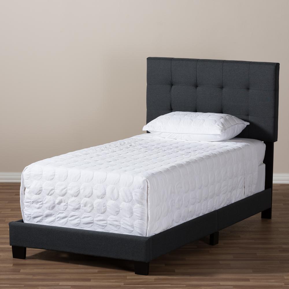 Brookfield Modern and Contemporary Charcoal Grey Fabric Twin Size Bed. Picture 15
