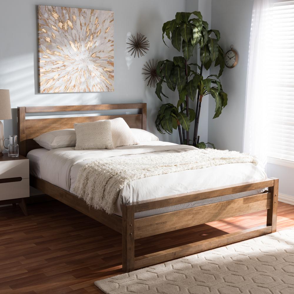 Solid Walnut Wood Open Frame Style King Size Platform Bed. Picture 14