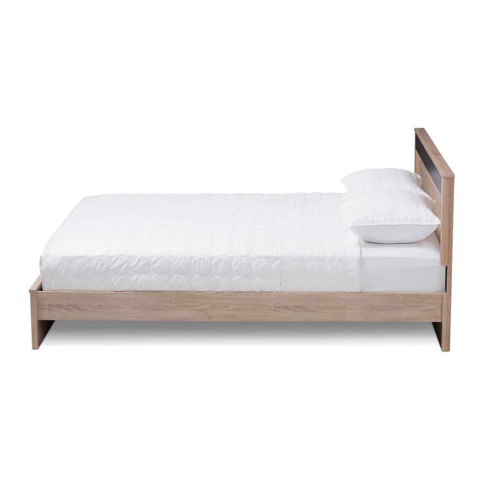 Jamie Modern and Contemporary Two-Tone Oak and Grey Wood Queen Size Platform Bed. Picture 9