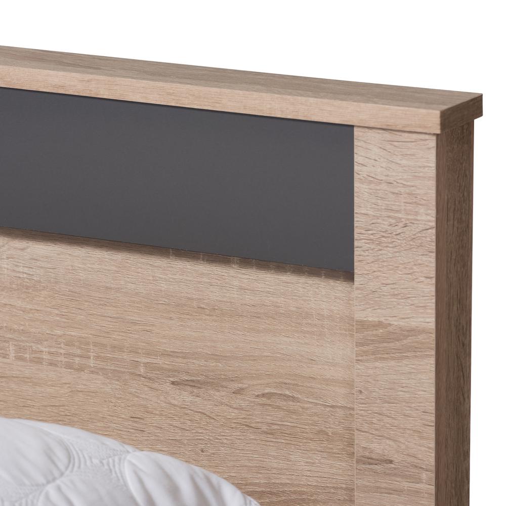 Jamie Modern and Contemporary Two-Tone Oak and Grey Wood Queen Size Platform Bed. Picture 11