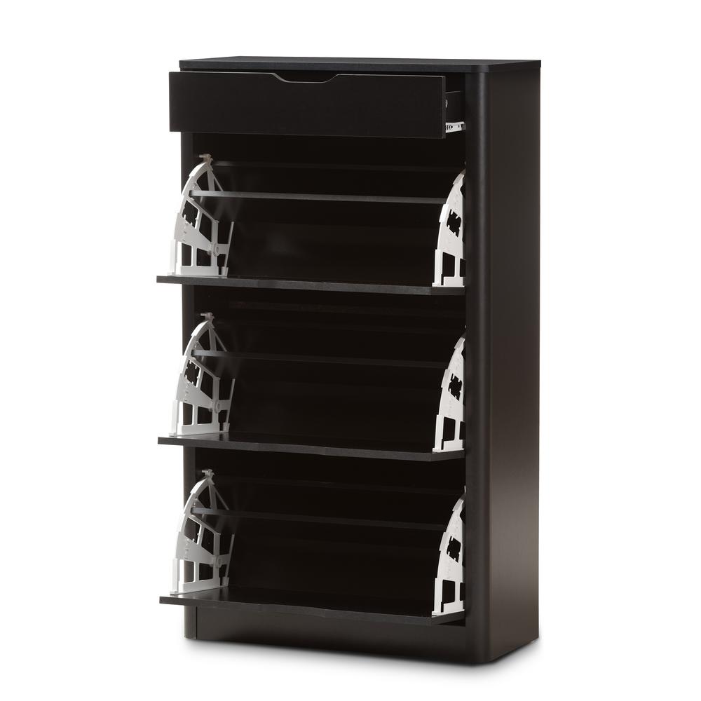 Baxton Studio Cayla Modern and Contemporary Black Wood Shoe Cabinet. Picture 10