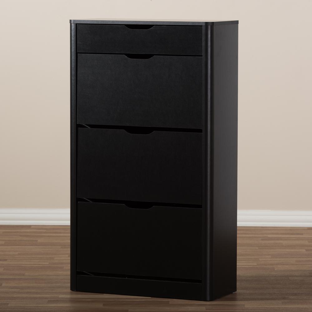 Baxton Studio Cayla Modern and Contemporary Black Wood Shoe Cabinet. Picture 15