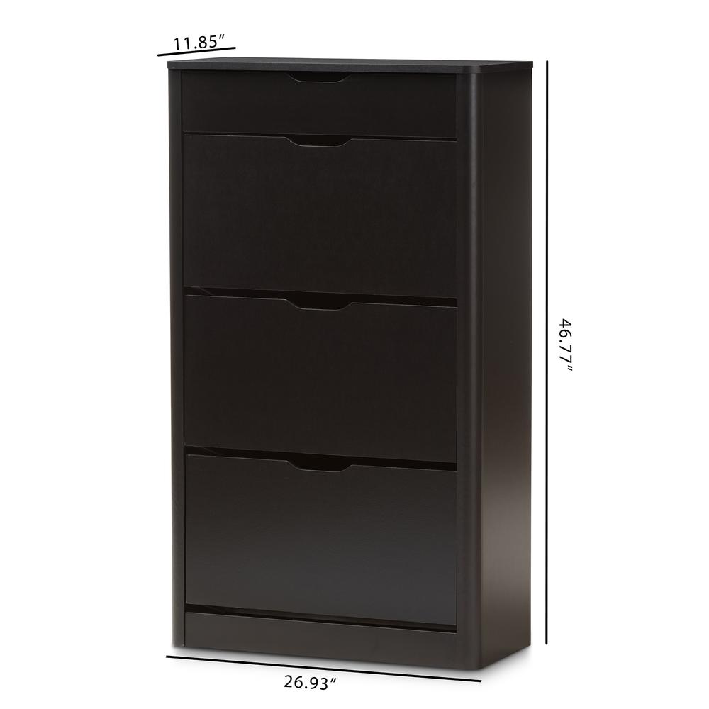 Baxton Studio Cayla Modern and Contemporary Black Wood Shoe Cabinet. Picture 16