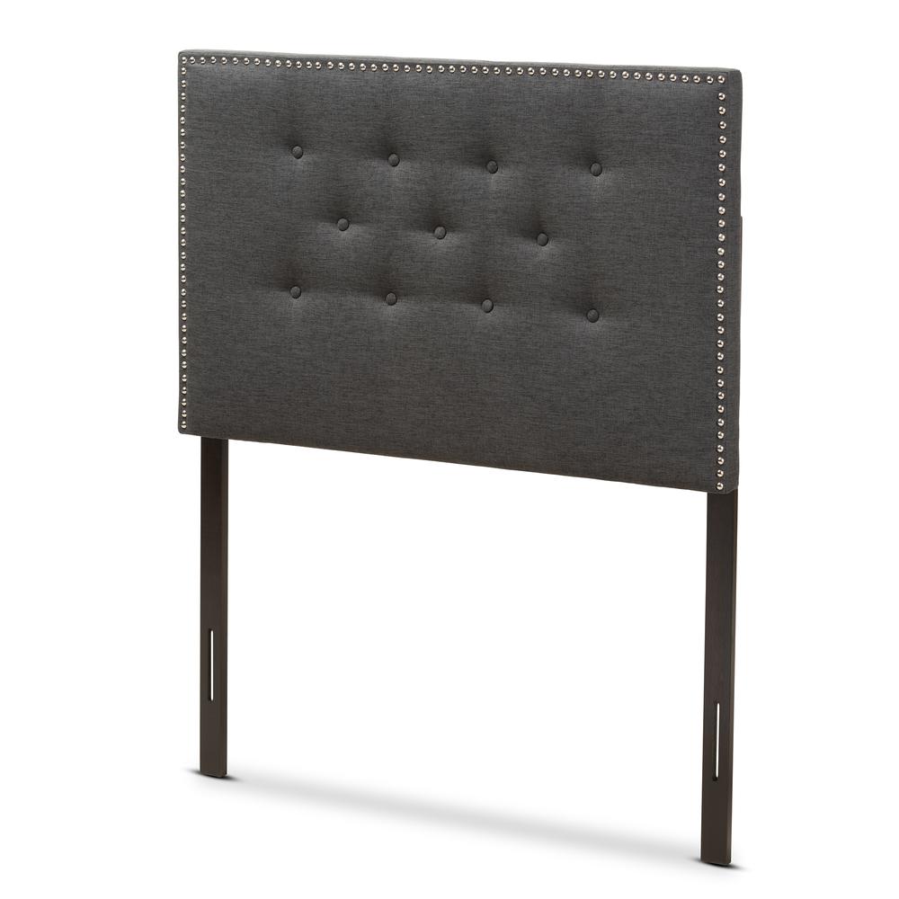 Windsor Modern and Contemporary Dark Grey Fabric Twin Size Headboard. Picture 7