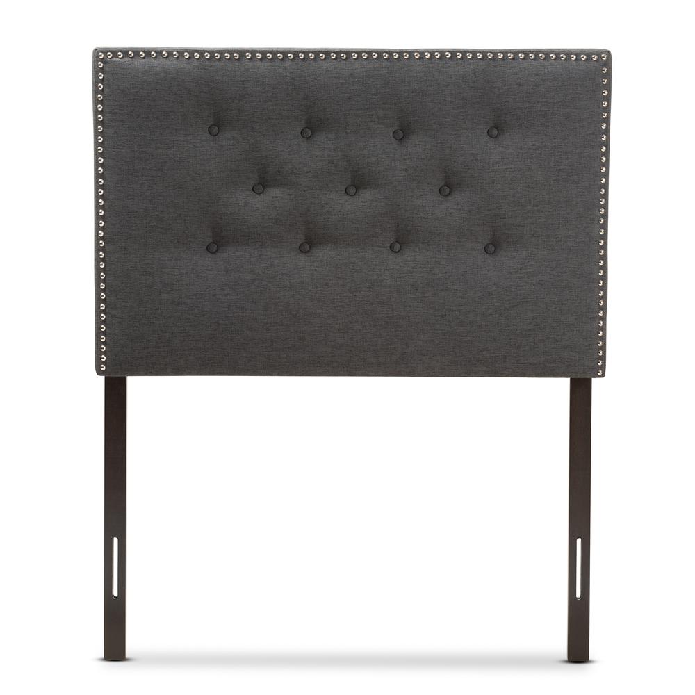Windsor Modern and Contemporary Dark Grey Fabric Twin Size Headboard. Picture 8