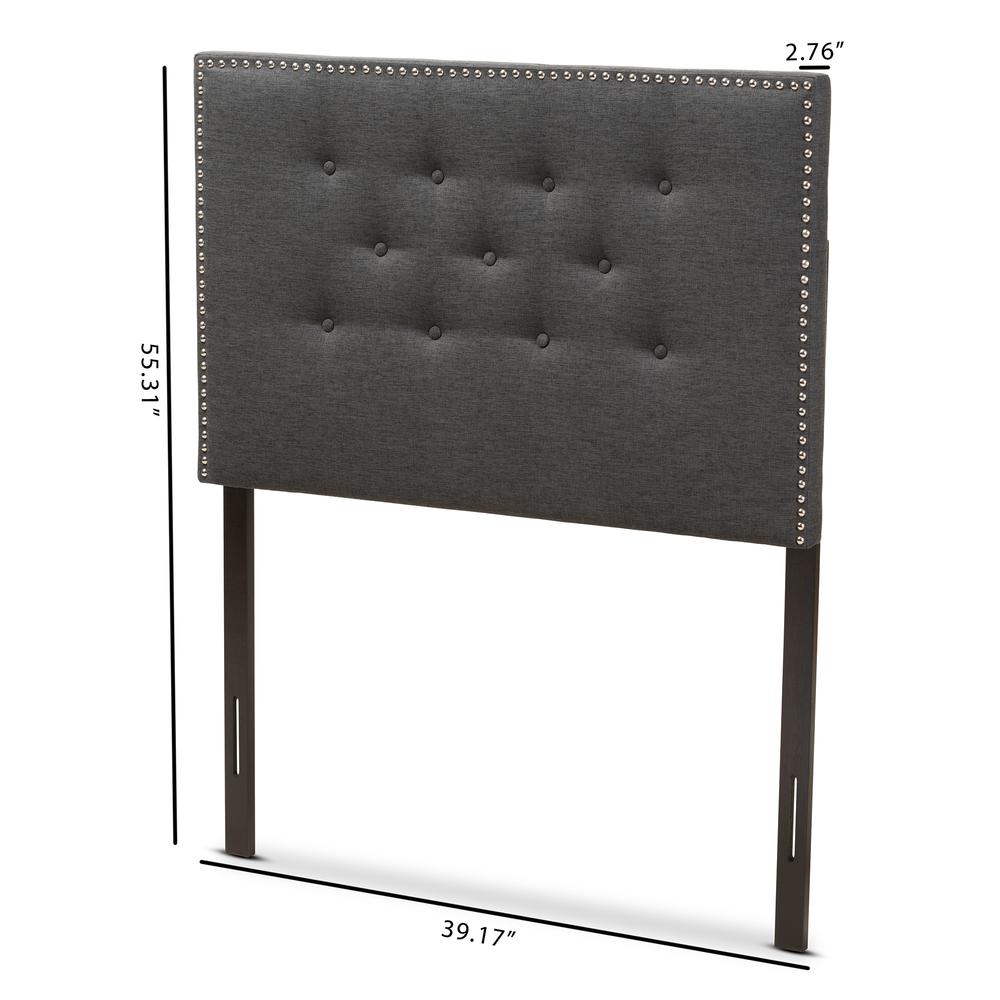 Windsor Modern and Contemporary Dark Grey Fabric Twin Size Headboard. Picture 12