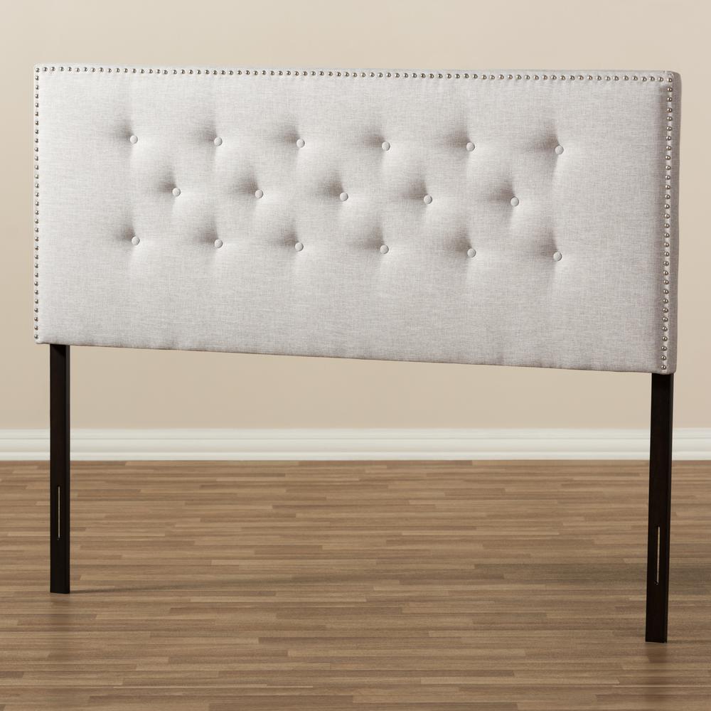 Greyish Beige Fabric Upholstered Full Size Headboard. Picture 11