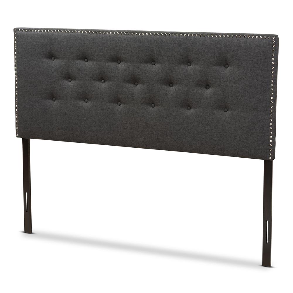 Windsor Modern and Contemporary Dark Grey Fabric Full Size Headboard. Picture 7