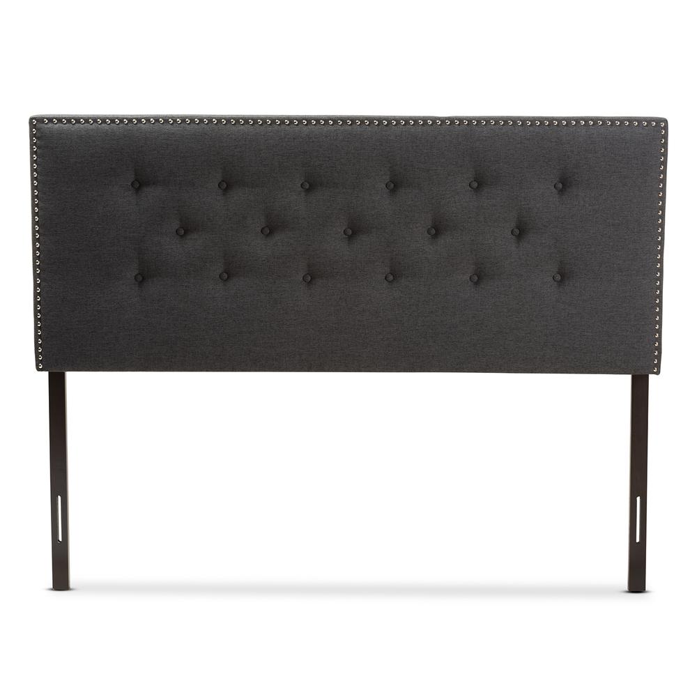 Windsor Modern and Contemporary Dark Grey Fabric Full Size Headboard. Picture 8