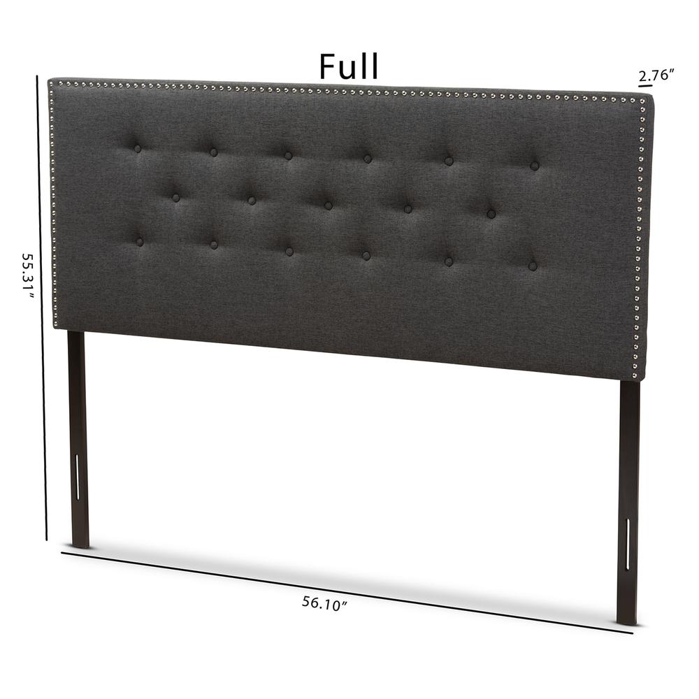 Windsor Modern and Contemporary Dark Grey Fabric Full Size Headboard. Picture 12