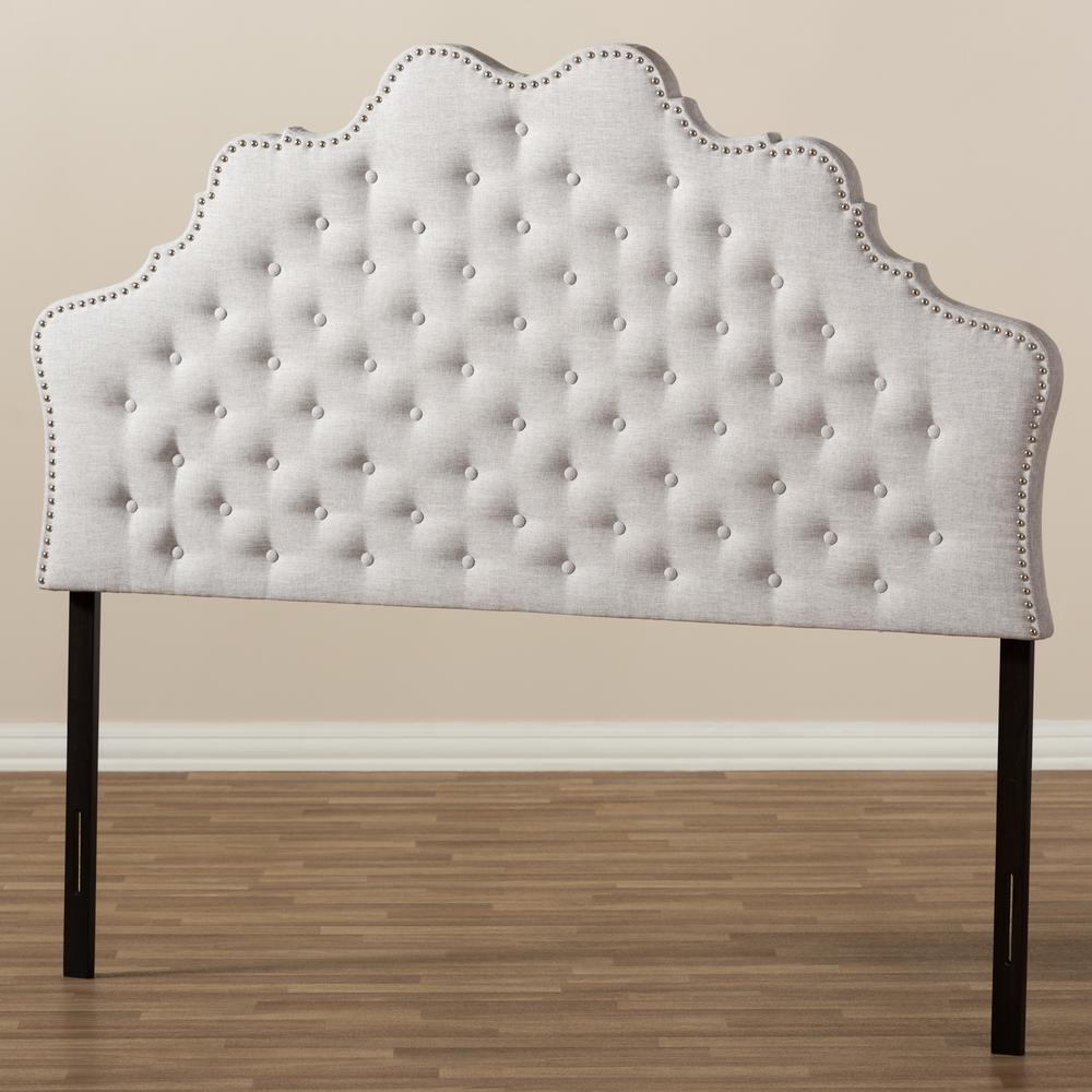 Hilda Modern and Contemporary Greyish Beige Fabric Full Size Headboard. Picture 11