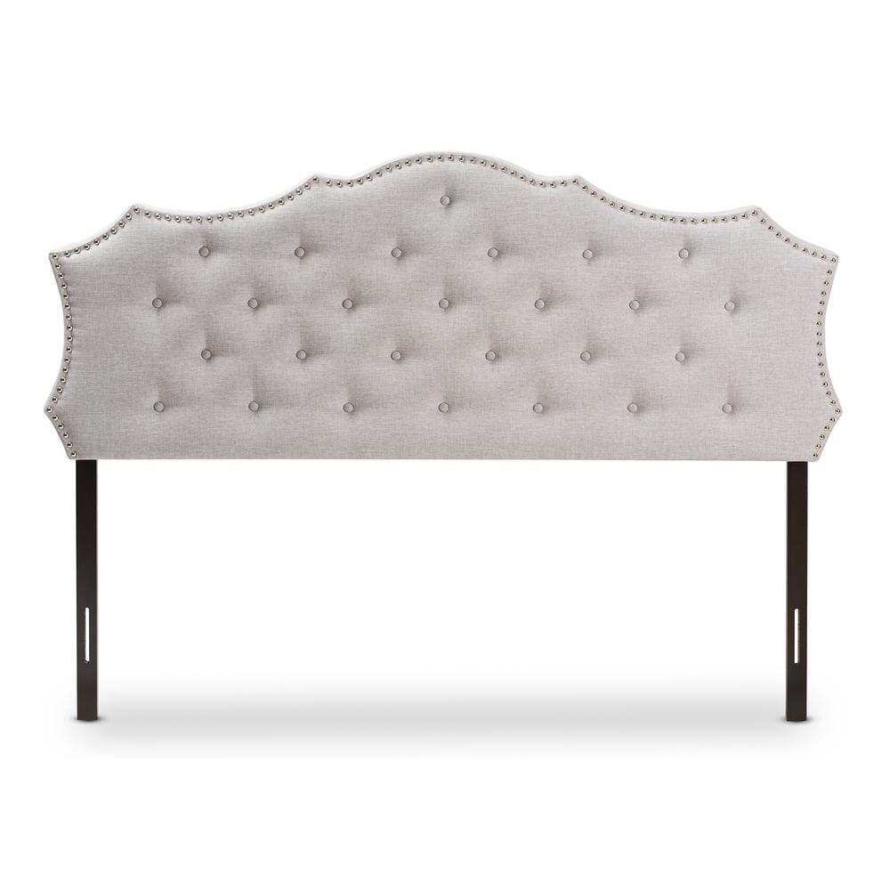 Aurora Modern and Contemporary Greyish Beige Fabric Full Size Headboard. Picture 8
