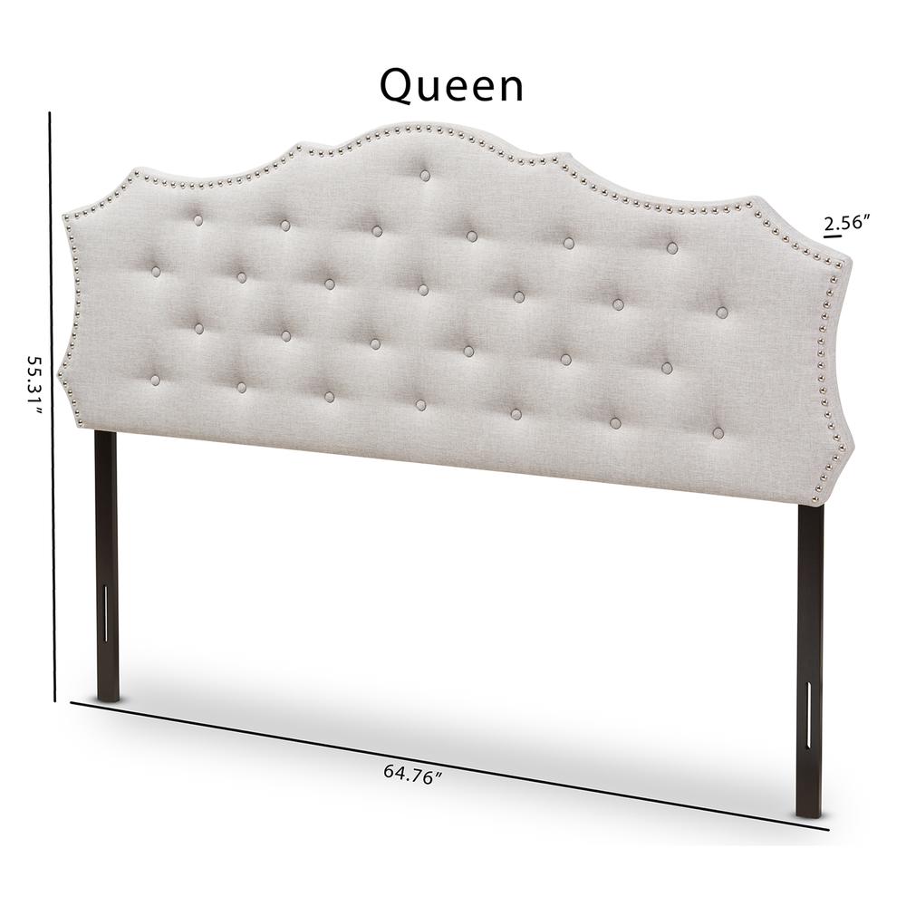Aurora Modern and Contemporary Greyish Beige Fabric Queen Size Headboard. Picture 12