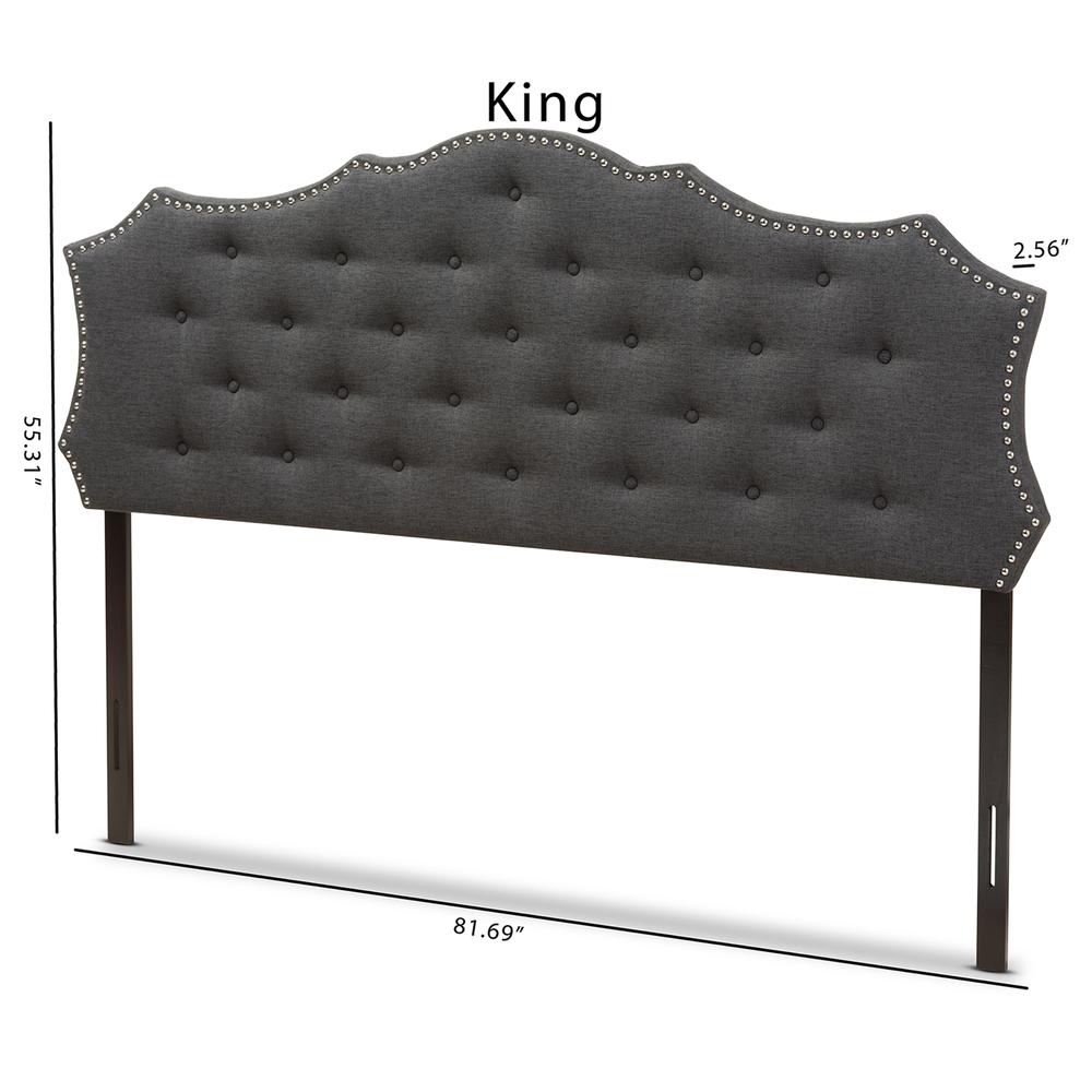 Aurora Modern and Contemporary Dark Grey Fabric King Size Headboard. Picture 12