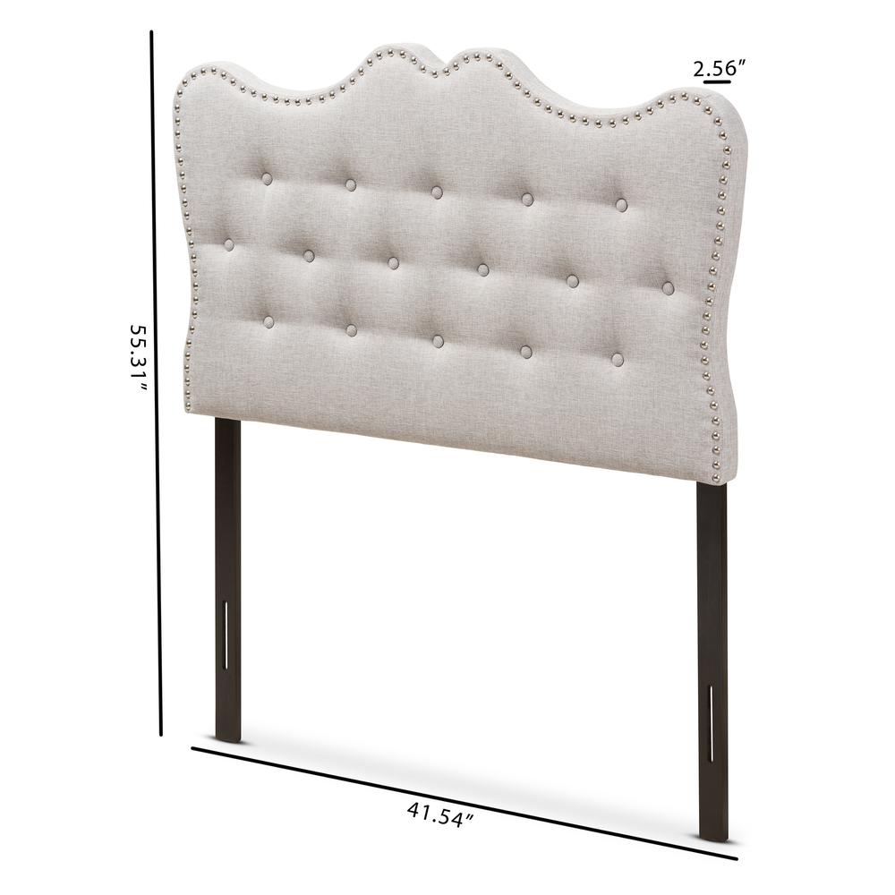 Emma Modern and Contemporary Greyish Beige Fabric Twin Size Headboard. Picture 12