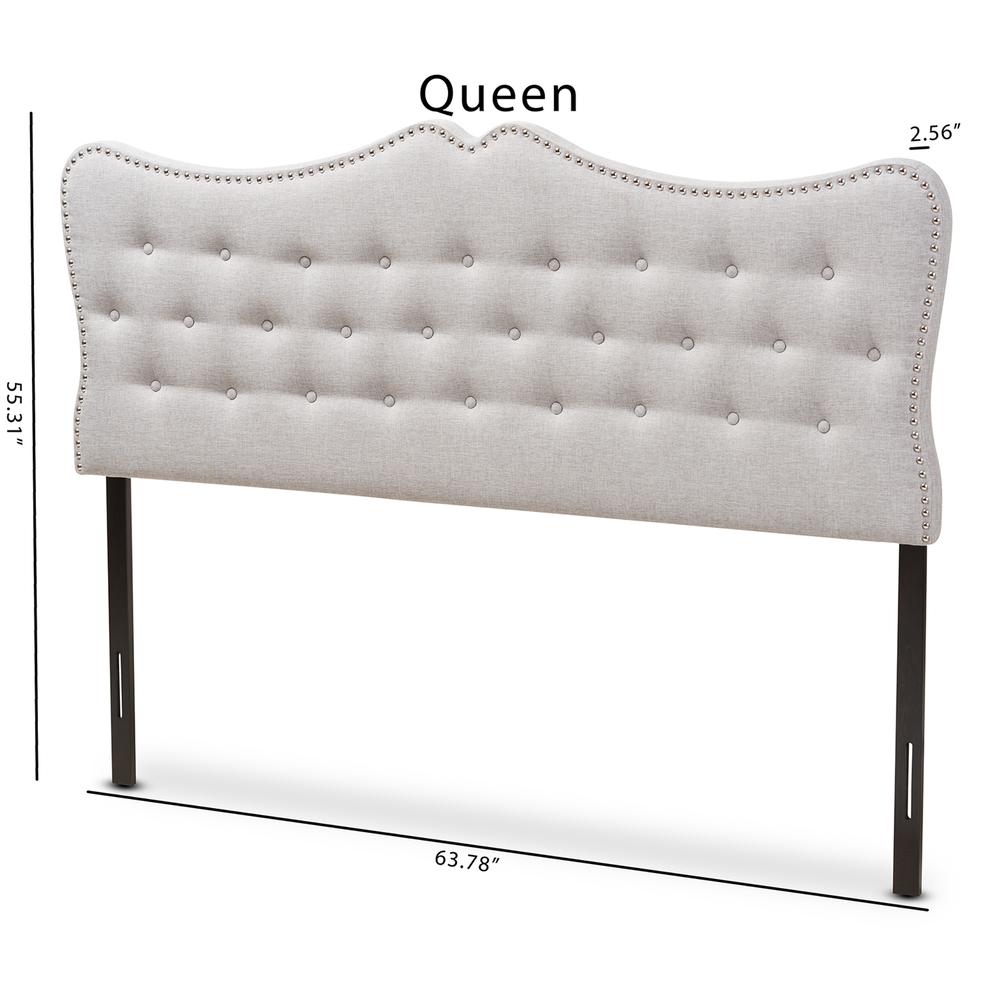 Emma Modern and Contemporary Greyish Beige Fabric Queen Size Headboard. Picture 12