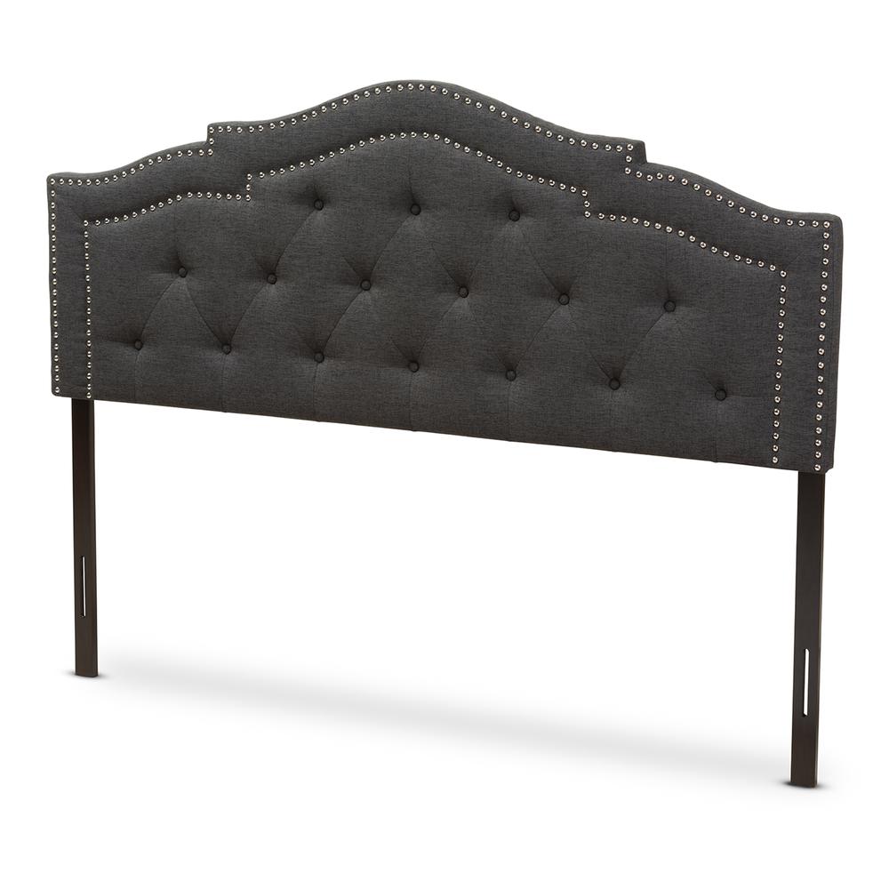 Edith Modern and Contemporary Dark Grey Fabric Queen Size Headboard. Picture 7