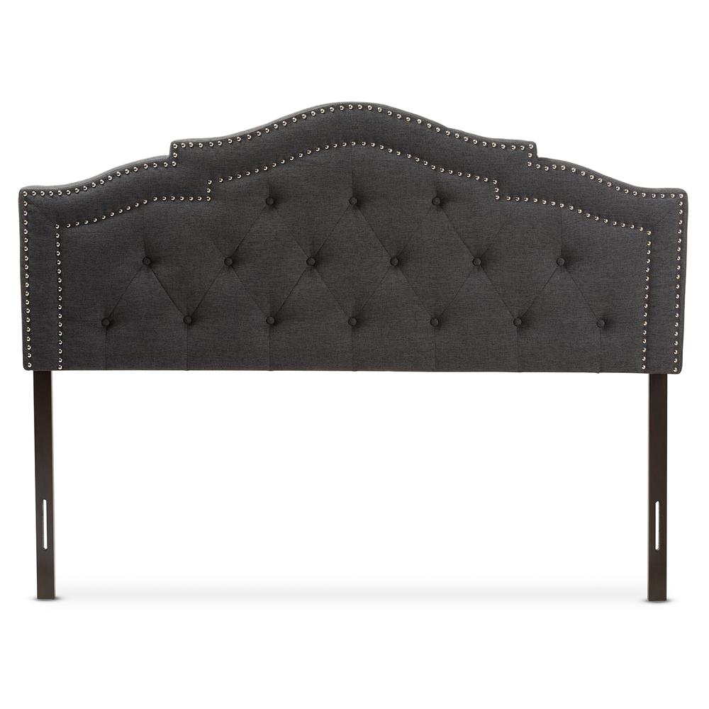 Edith Modern and Contemporary Dark Grey Fabric Queen Size Headboard. Picture 8