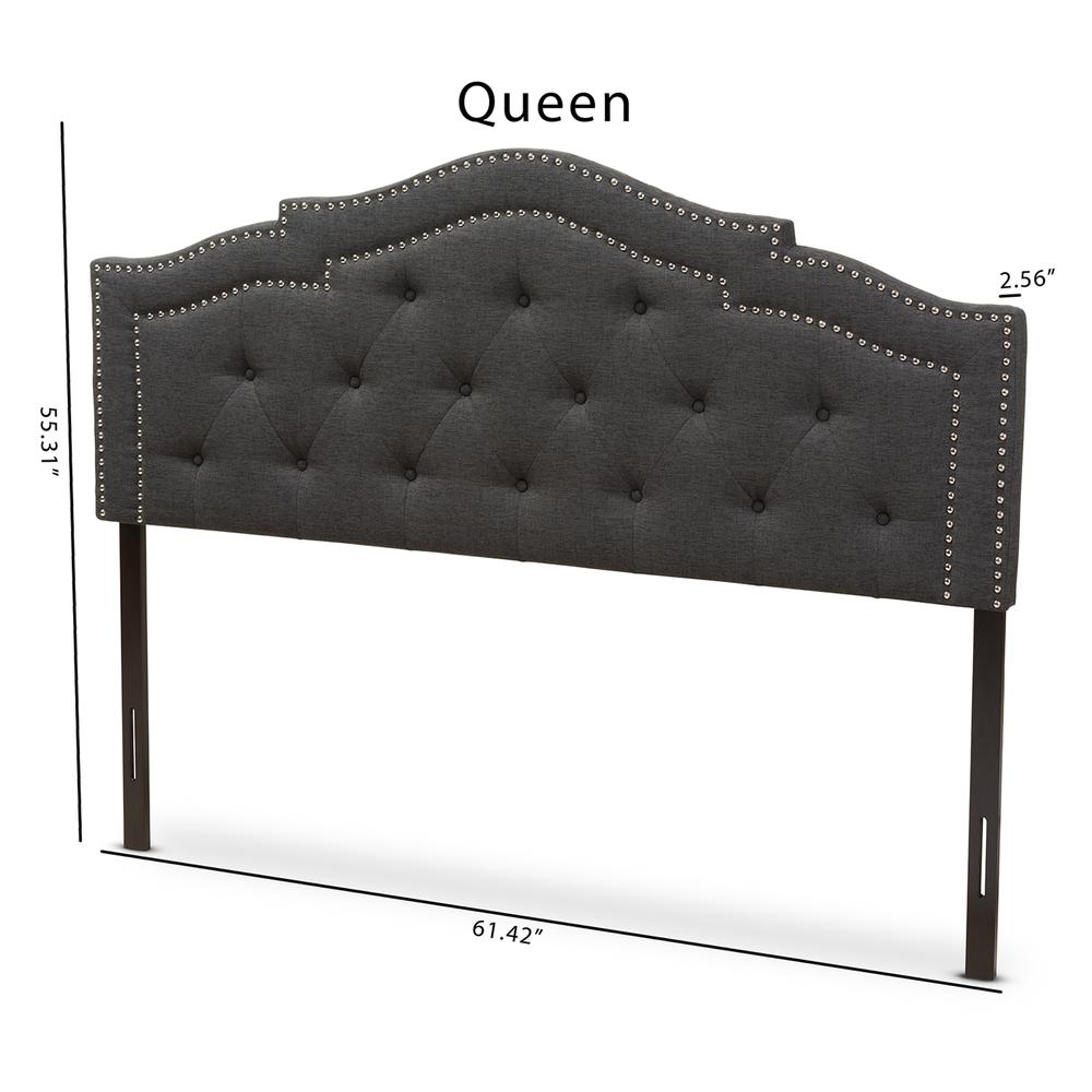 Edith Modern and Contemporary Dark Grey Fabric Queen Size Headboard. Picture 12